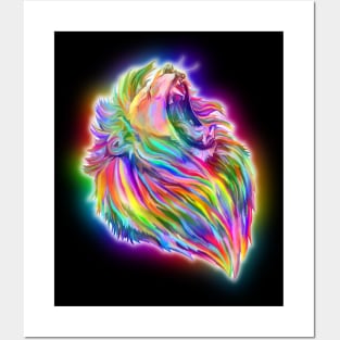 Glowing Pride Rainbow Lion Posters and Art